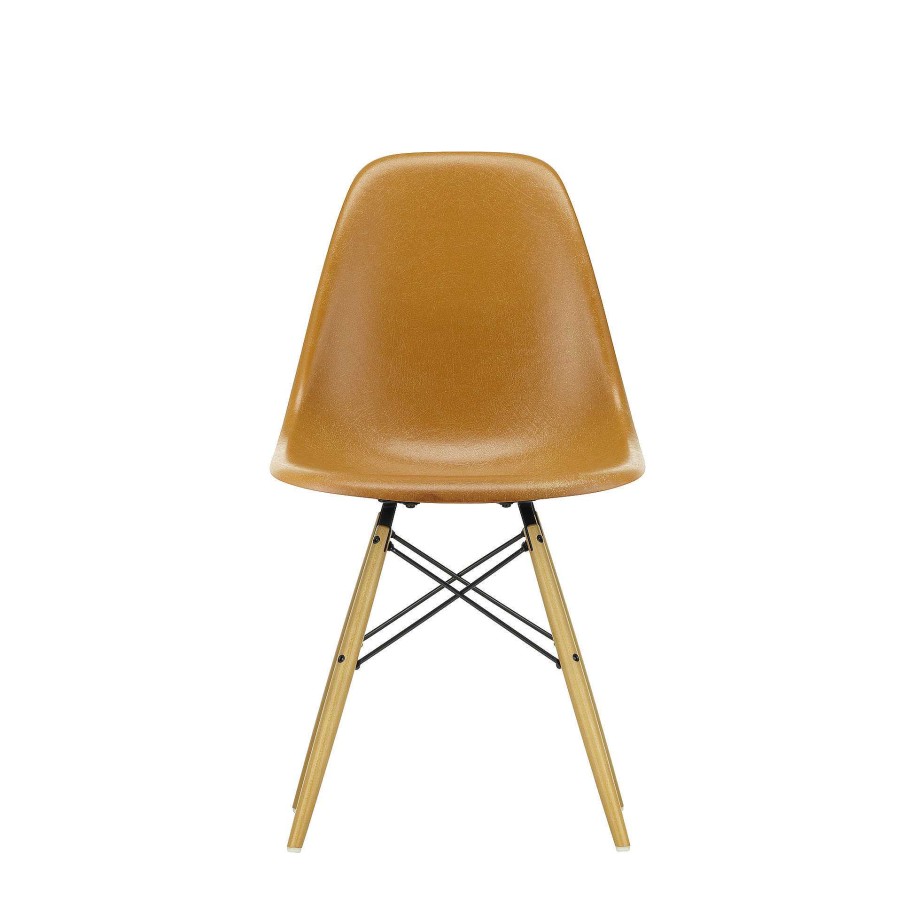 Vitra Chairs | Eames Plastic Chairs Dsw | Golden Maple Base - Mustard