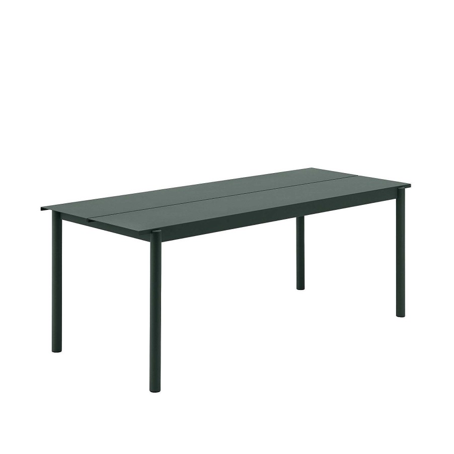 Muuto Outdoor Tables | Linear Steel Bench | Outdoor Table | Dark Green