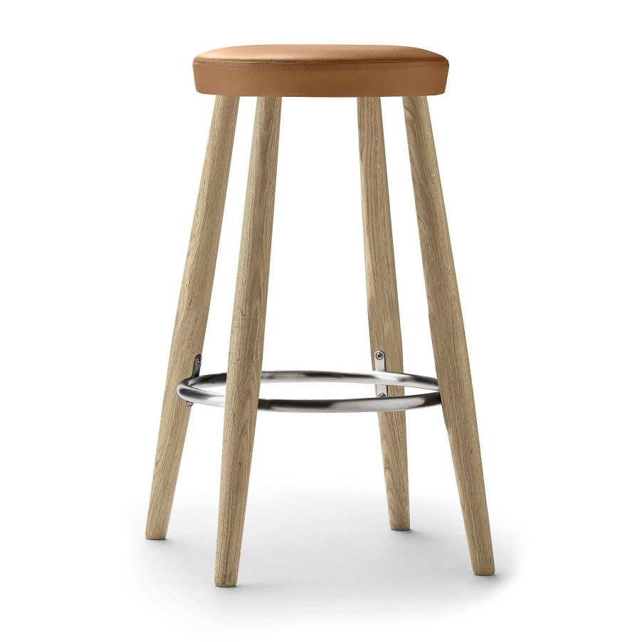 Carl Hansen & Søn Stools | Ch58 | Stool | Soaped Oak - Cognac Leather