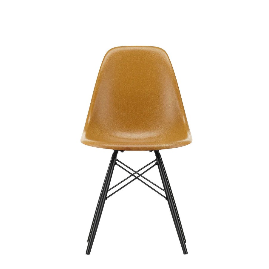 Vitra Chairs | Eames Plastic Chairs Dsw | Black Maple Base - Mustard