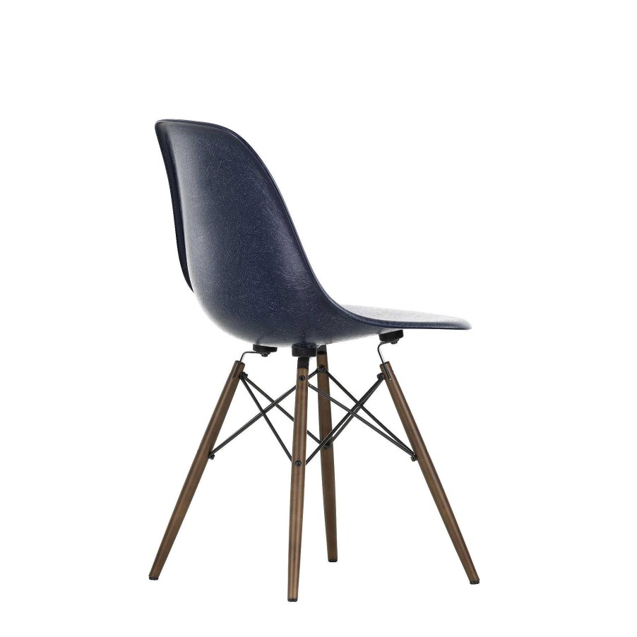 Vitra Chairs | Eames Fiberglass Side Chair Dsw | Eames Navy Blue - Dark Maple