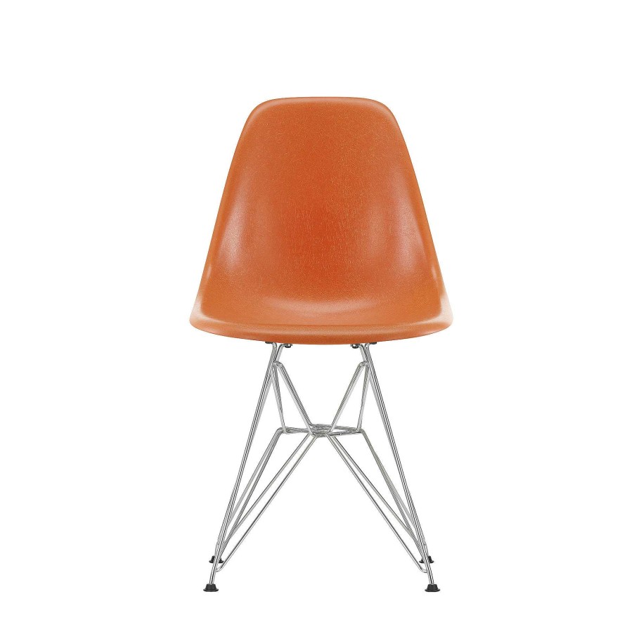 Vitra Chairs | Eames Plastic Chairs Dsr | Chrome Base - Rusty Orange