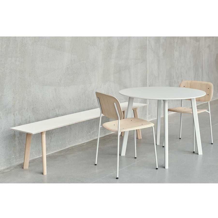 HAY Dining Tables | Cph Deux 220 Round Table | Solid Oak - White Laminate