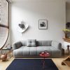 HAY Modular Sofas | Quilton | Sofa 3 Seater | Linen Grid Adriatic Blue