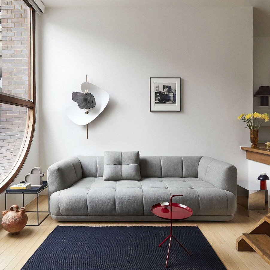 HAY Modular Sofas | Quilton | Sofa 3 Seater | Linen Grid Adriatic Blue