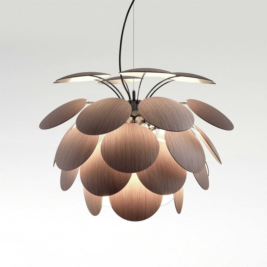 Marset Pendant Lights | Discoco 68 | Pendant Lamp | American Oak / Black Chrome