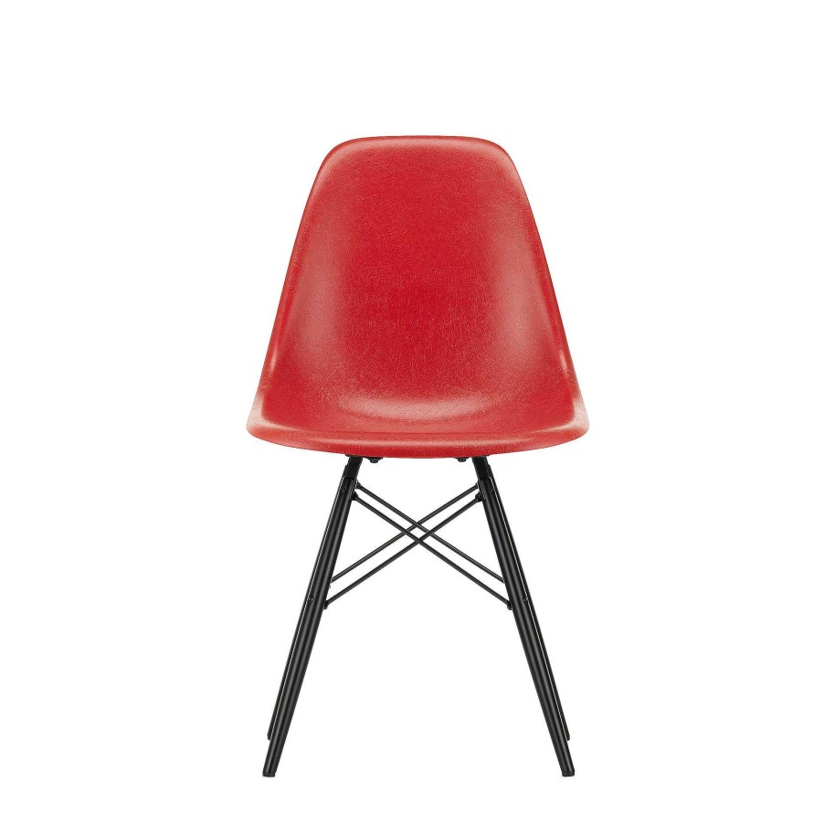 Vitra Chairs | Eames Plastic Chairs Dsw | Black Maple Base - Poppy Red