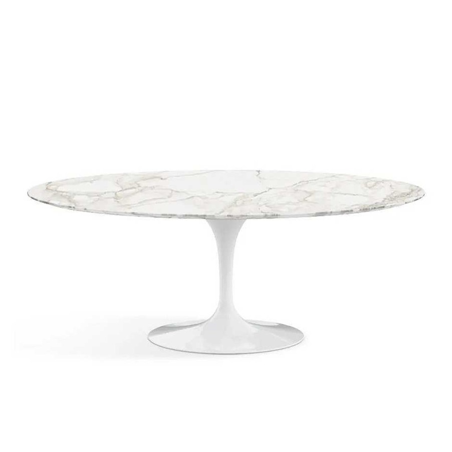 Knoll Dining Tables | Saarinen Tulip Table | Dining Table Oval | Calacatta Marble Satin Finish