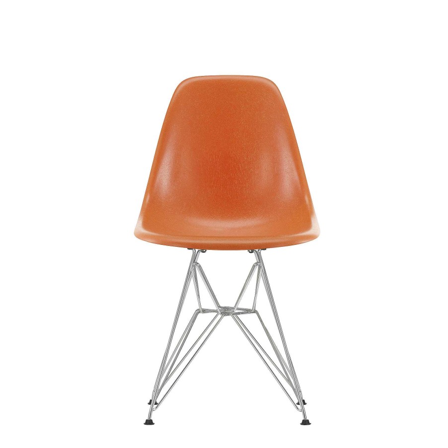 Vitra Chairs | Eames Fiberglass Side Chair Dsr - Eames Red Orange - Chrome