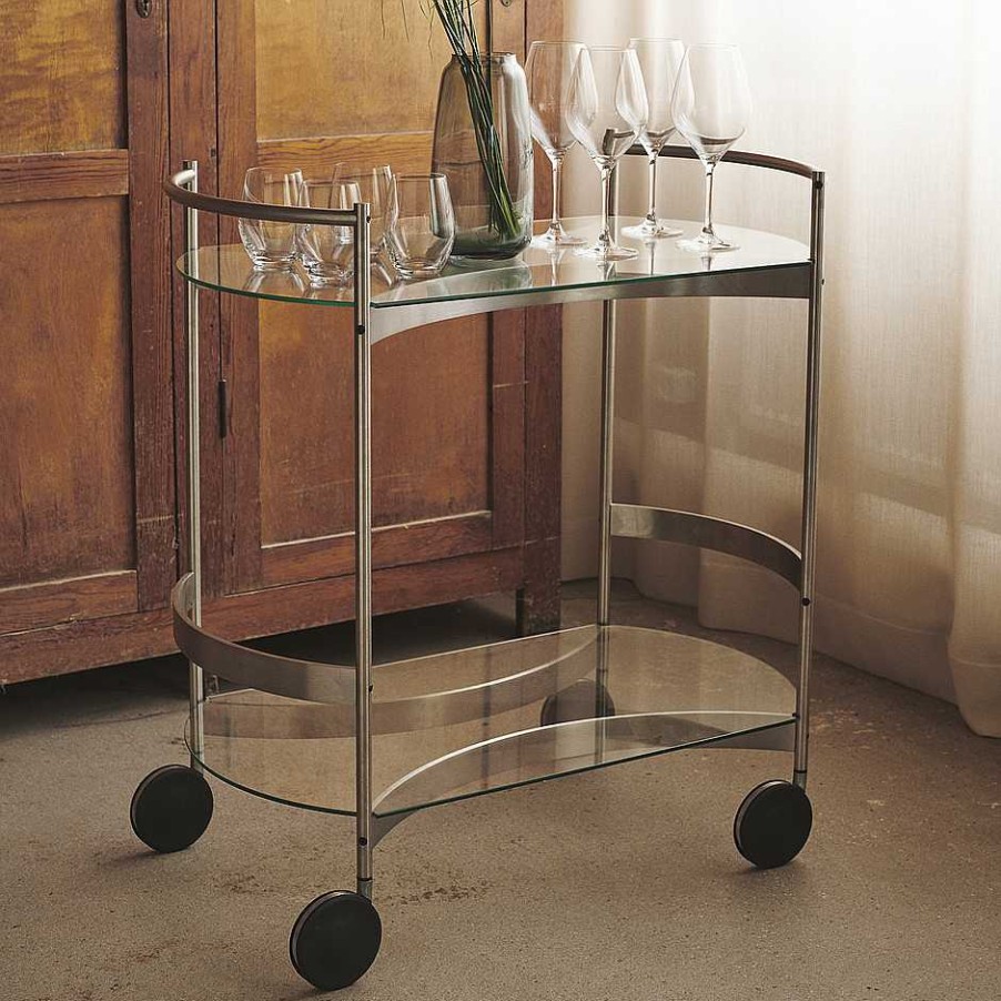 Brdr. Krüger Coffee Tables | Orbis Serving Table Rectangular | Stainless Steel -Tempered Glass