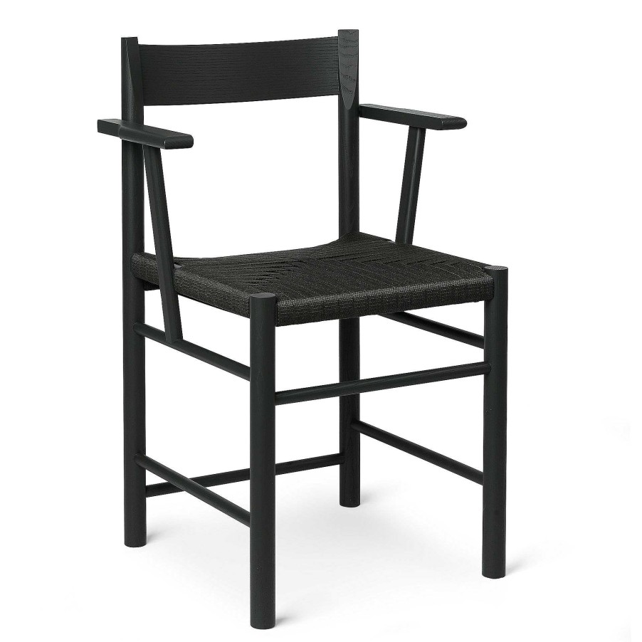 Brdr. Krüger Chairs | F Dining Chair With Armrest | Black Ash - Black Webbing Seat