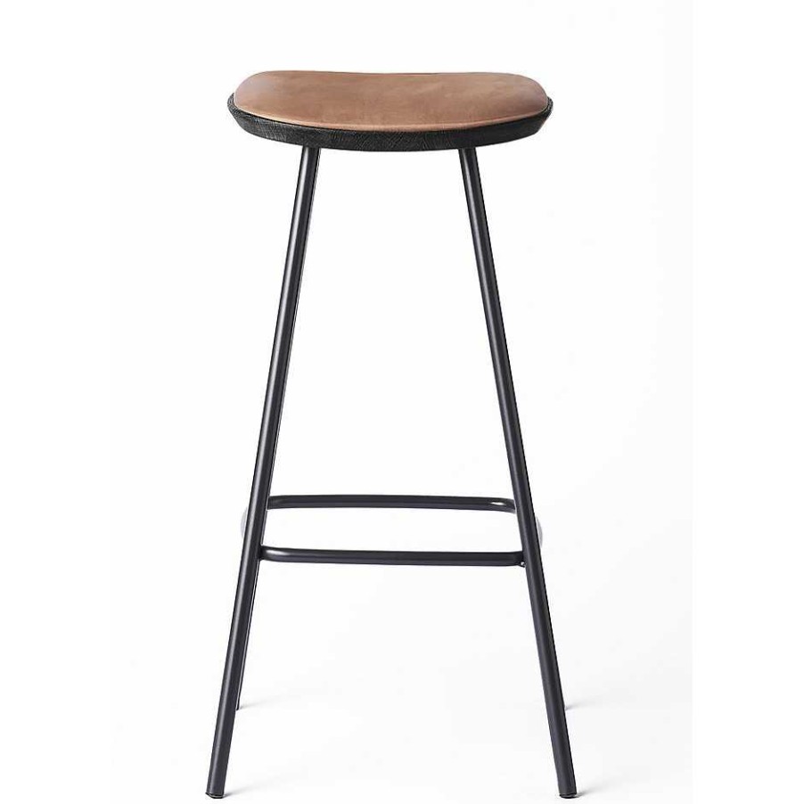 Brdr. Krüger Stools | Pauline Bar Stool H75 | Black Lacquered Oak-Cognac Leather