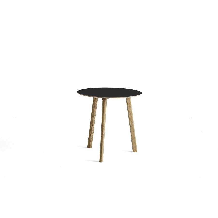 HAY Dining Tables | Cph Deux 220 Round Table | Solid Oak - Black Laminate