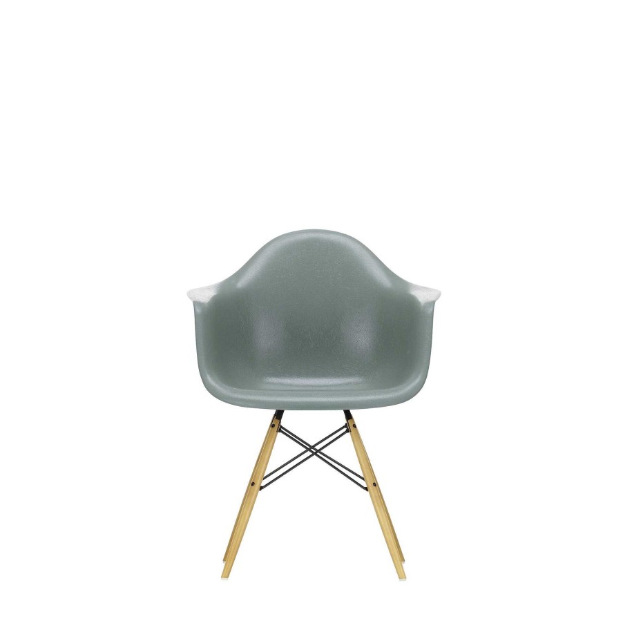 Vitra Chairs | Eames Fiberglass Armchairs Daw | Eames Sea Foam Green - Yellow Maple