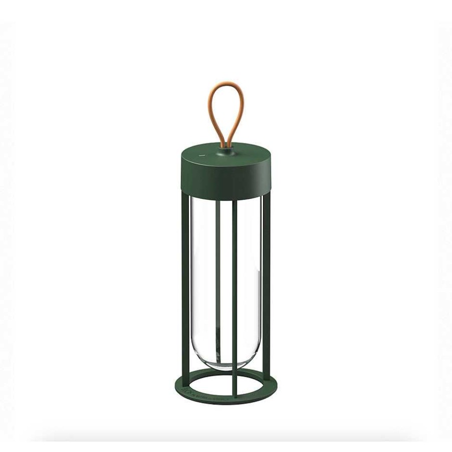 Flos Outdoor Table Lights | In Vitro Unplugged | Outdoor Table Lamp | Forest Green