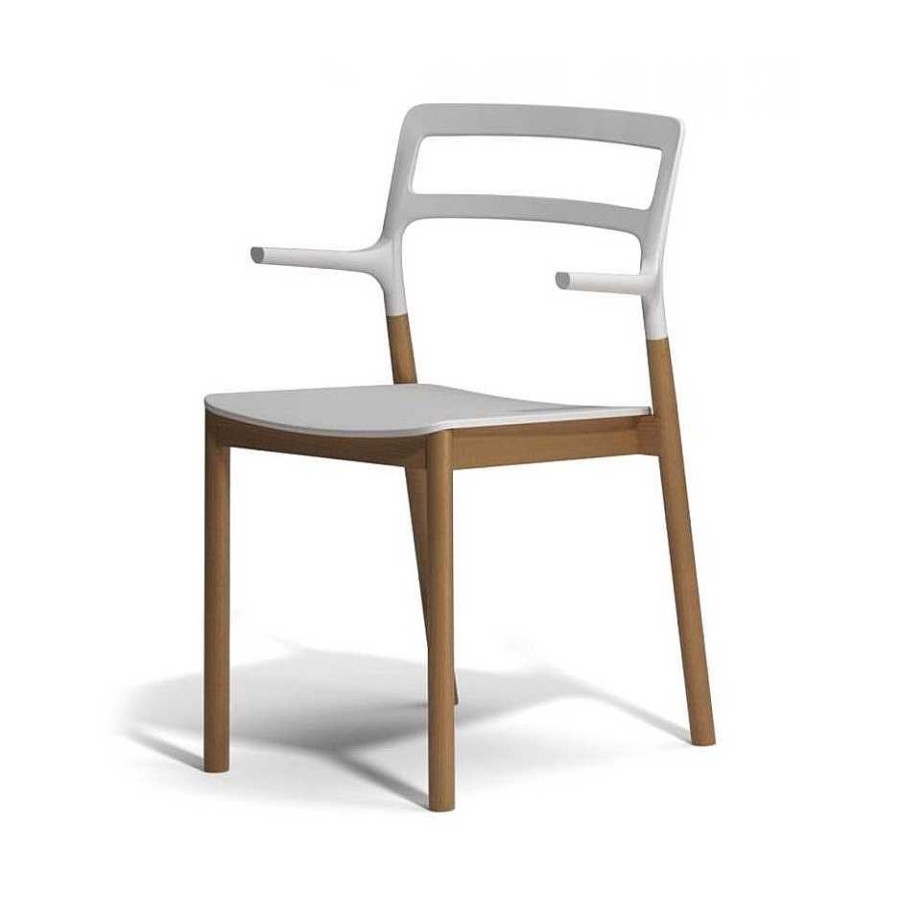 DePadova Chairs | Florinda With Armrests | Chair | Natural Beech/Embossed White