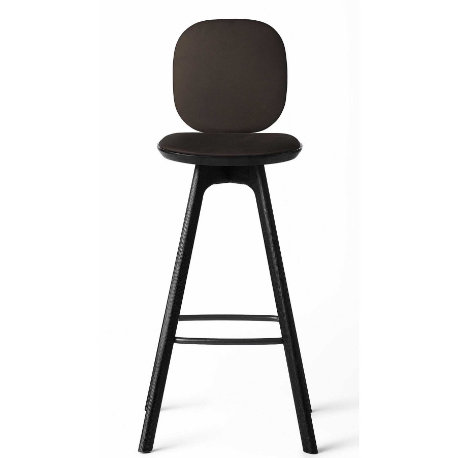 Brdr. Krüger Stools | Pauline Comfort Bar Stool H75 | Black Lacquered Oak-Brown Leather