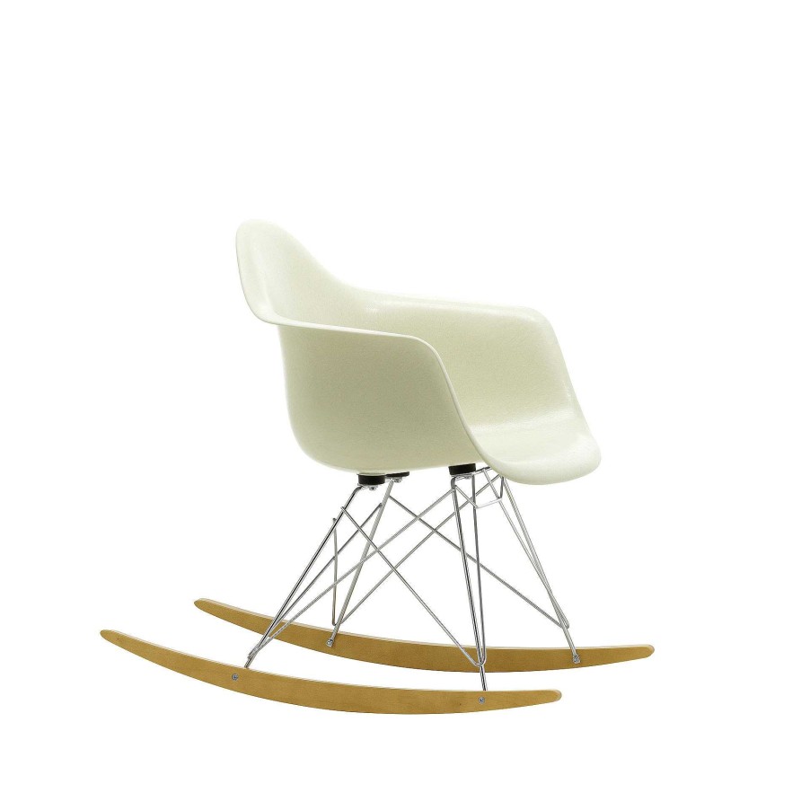 Vitra Chairs | Eames Plastic Armchair Rar | Rocking Chair | White - Chrome - Golden Maple