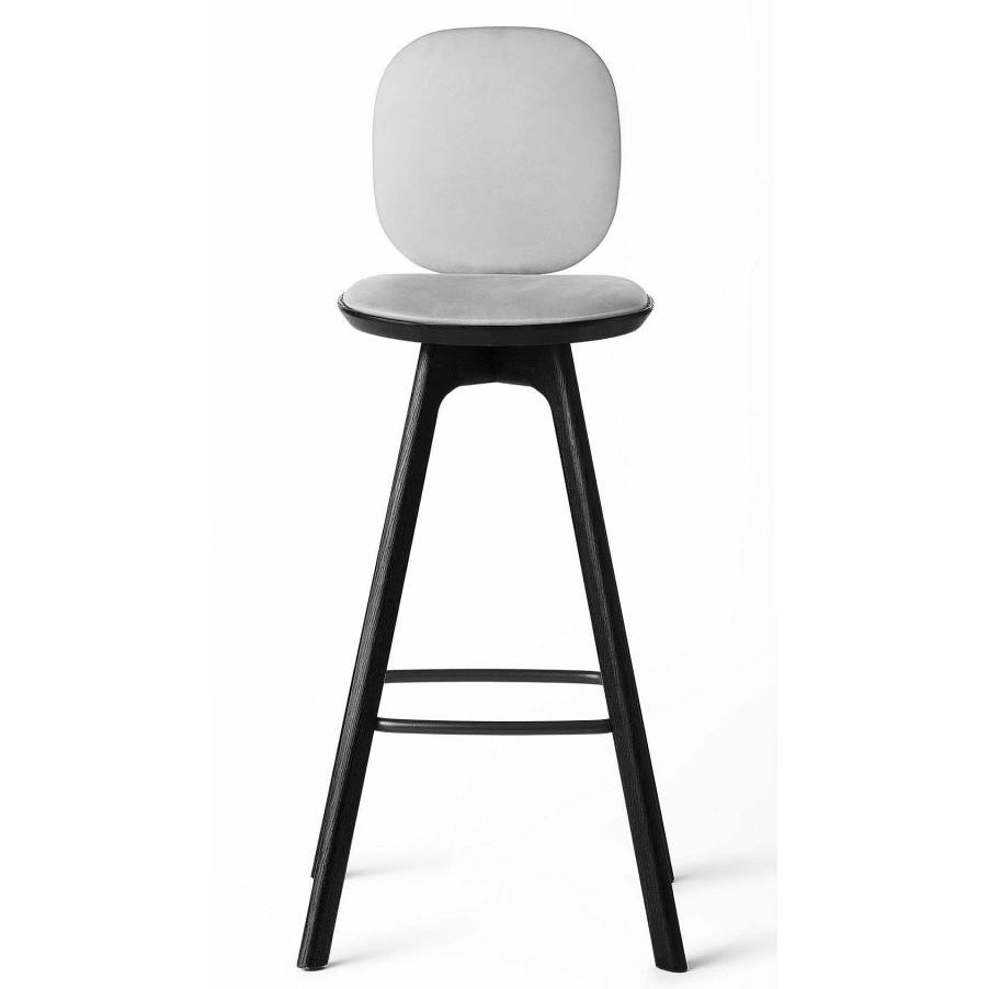 Brdr. Krüger Stools | Pauline Comfort Bar Stool H65 | Black Lacquered Oak-Grey Leather