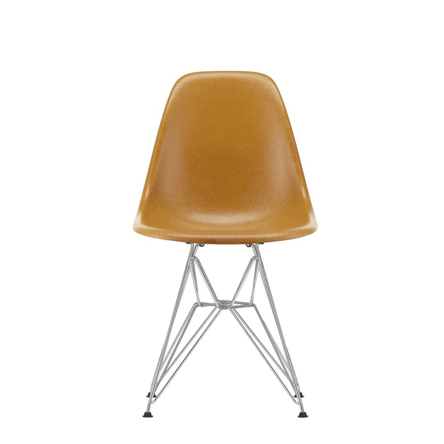 Vitra Chairs | Eames Plastic Chairs Dsr | Chrome Base - Mustard