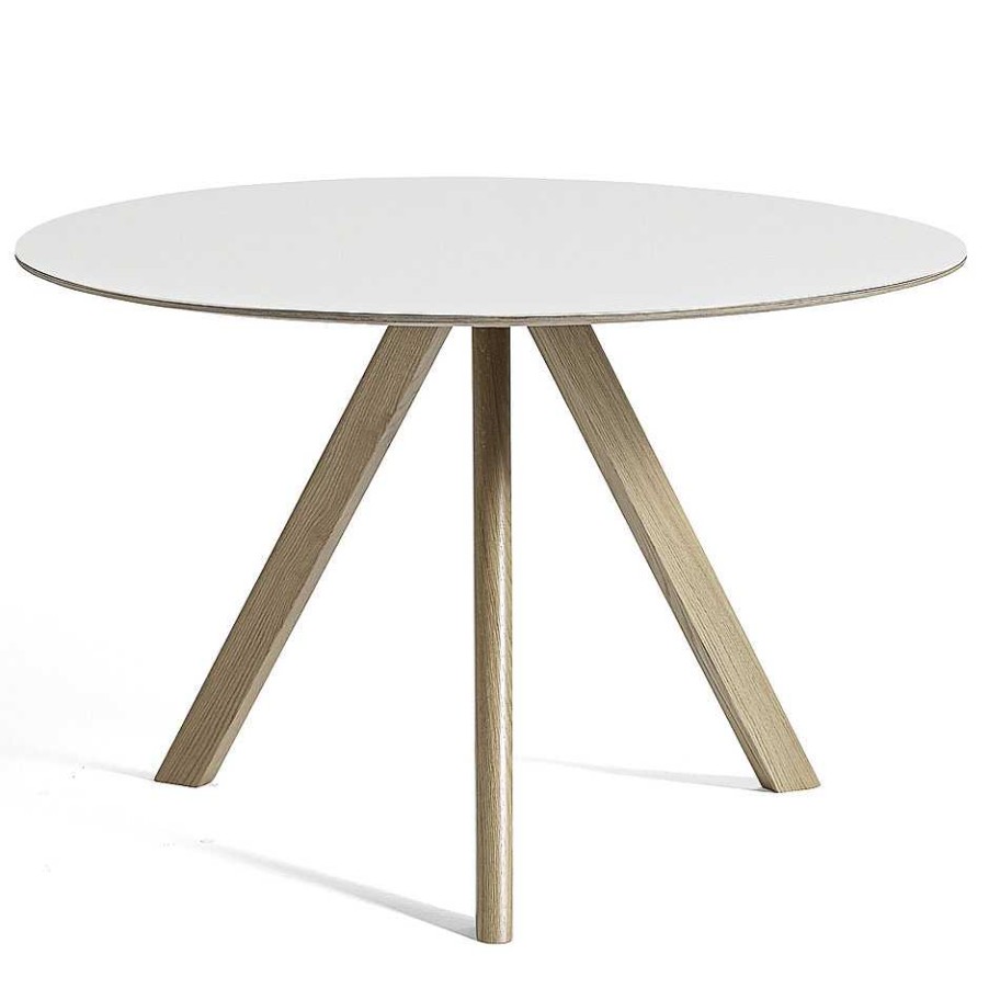 HAY Dining Tables | Cph 20 Round Table | Soaped Oak/White Laminate