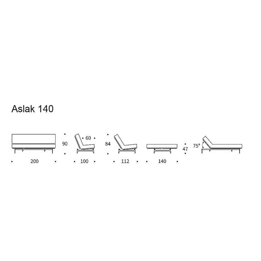 Innovation Living Sofa Beds | Aslak Sofa Bed | 216 | Soft Spring Mattress Nordic| 140-200 Cm