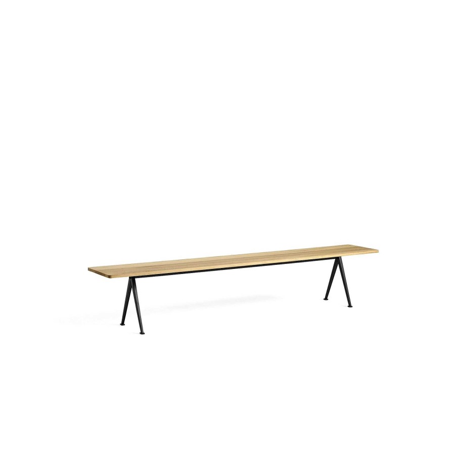 HAY Benches | Pyramid Bench 12 | Bench 250 - Black Structure - Clear Lacquered Solid Oak