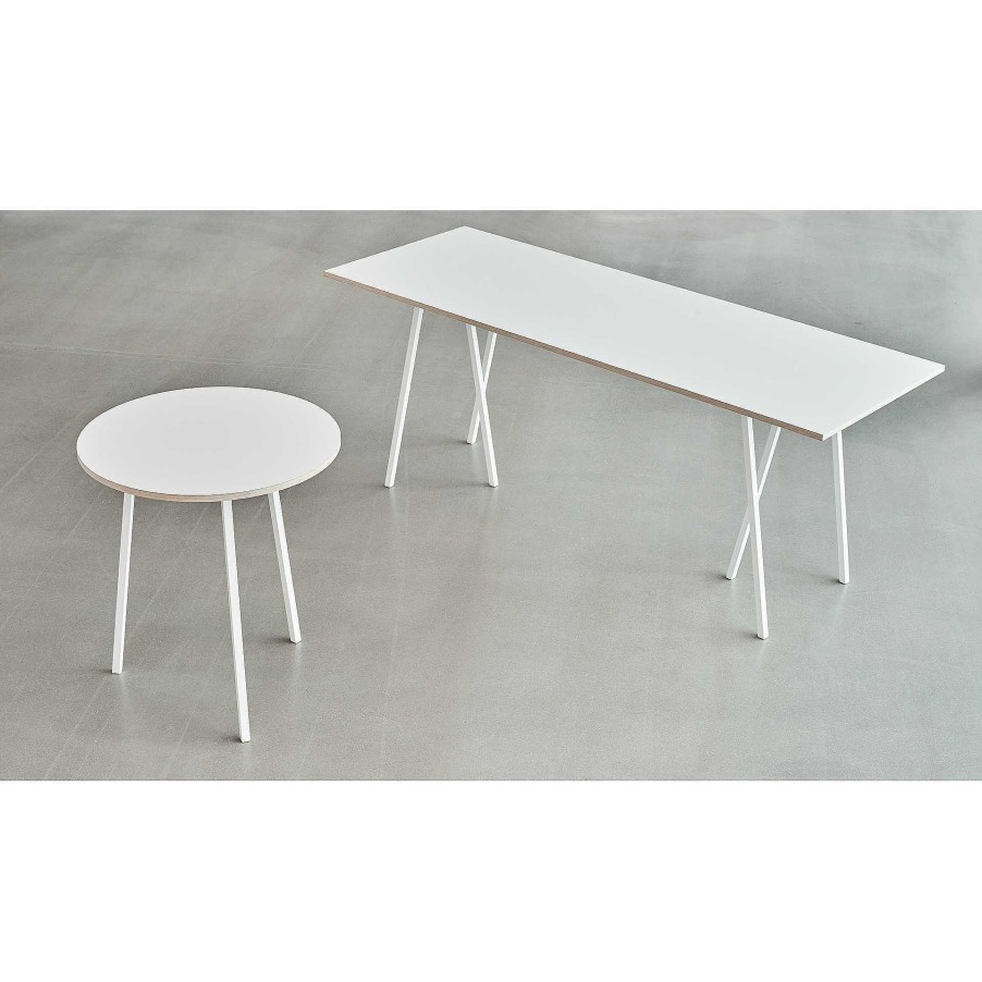 HAY Dining Tables | Loop Stand Table M | White Laminate / Plywood Edge