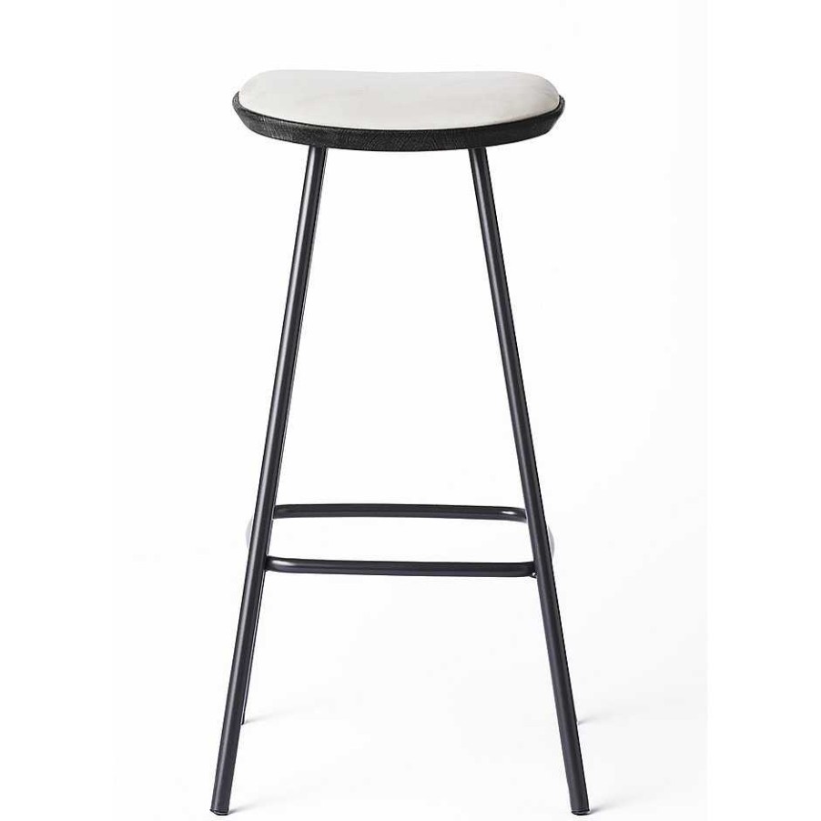 Brdr. Krüger Stools | Pauline Bar Stool H75 | Metal Legs-Black Lacquered Oak-Grey Leather