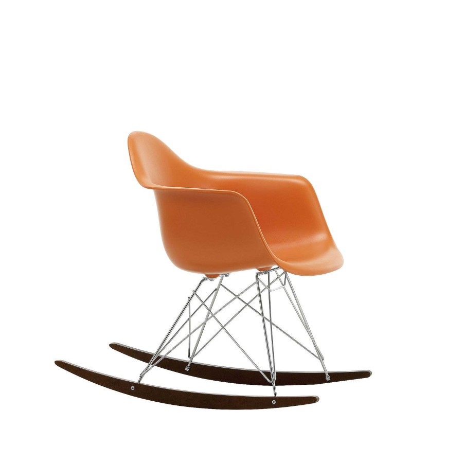 Vitra Chairs | Eames Plastic Armchair Rar | Rocking Chair |Rusty Orange - Chrome - Dark Maple