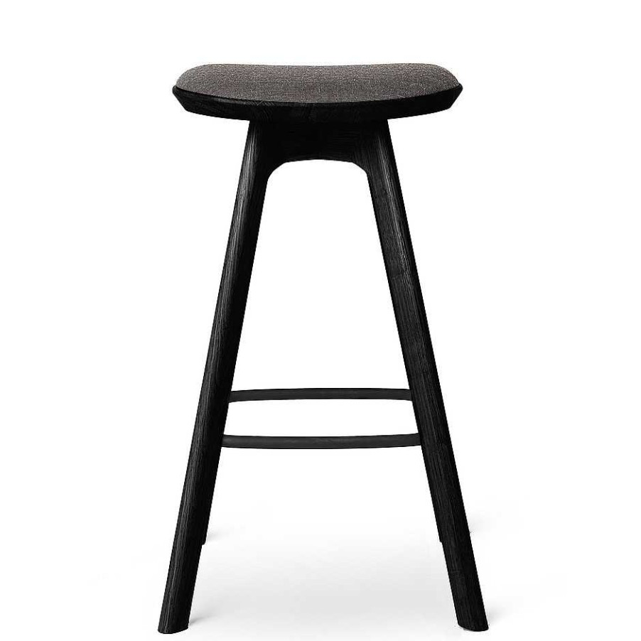 Brdr. Krüger Stools | Pauline Bar Stool H65 | Black Painted Oak - Grey Fabric