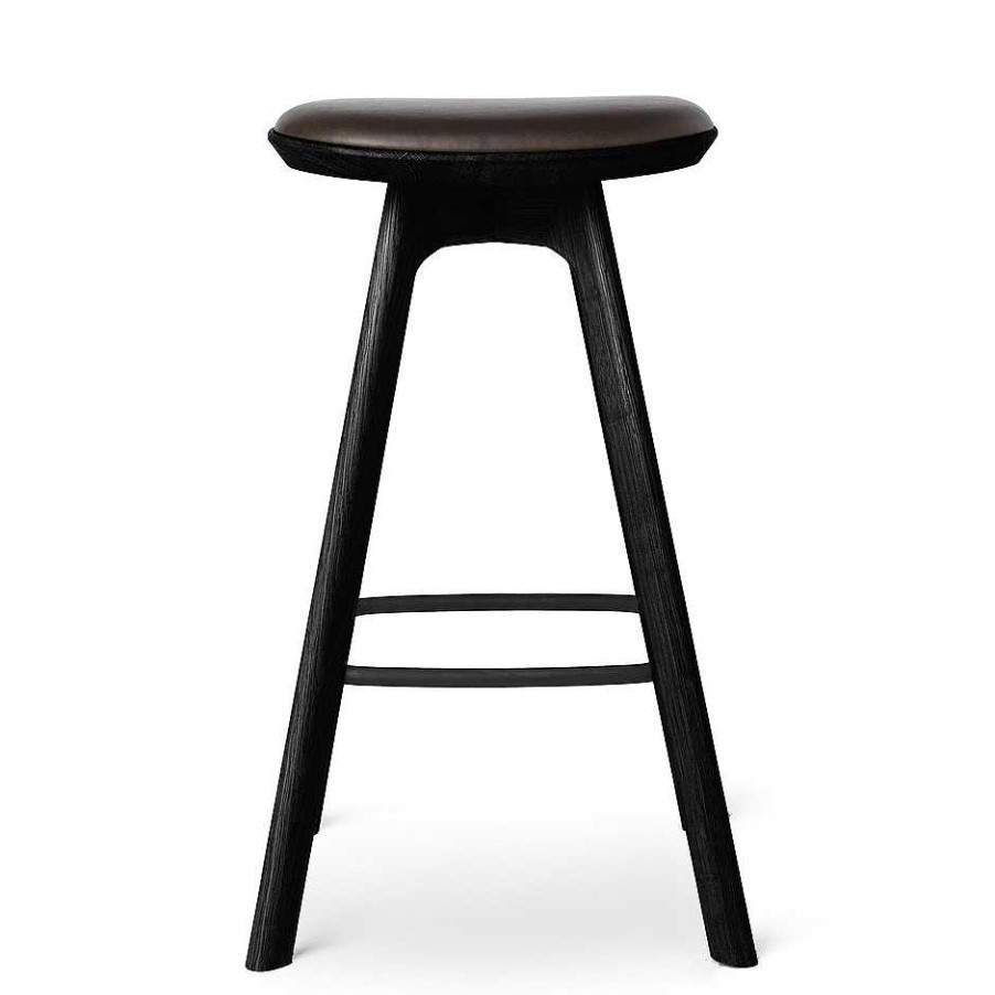 Brdr. Krüger Stools | Pauline Bar Stool H65 | Black Lacquered Oak-Brown Leather