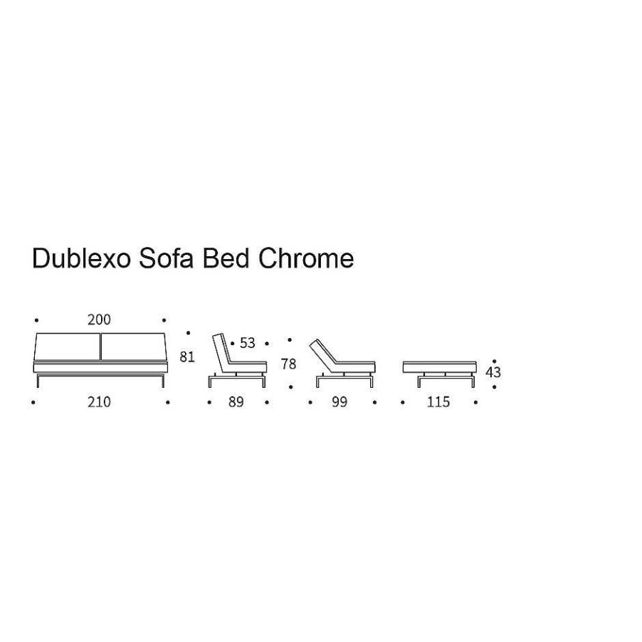 Innovation Living Sofa Beds | Dublexo Stem Sofa Bed | 563V- Oak Legs | 115-210 Cm