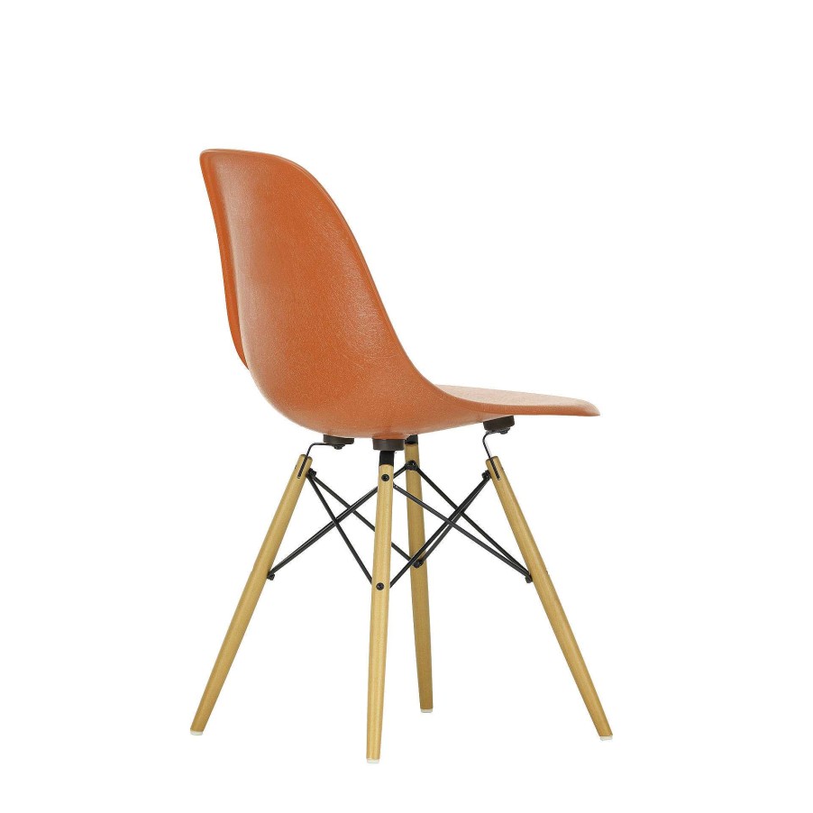 Vitra Chairs | Eames Plastic Chairs Dsw | Rusty Orange - Golden Maple