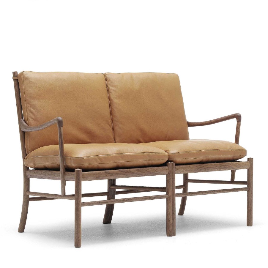 Carl Hansen & Søn 2 Seater Sofas | Ow149-2 Colonial | Sofa | Walnut - Cognac Leather