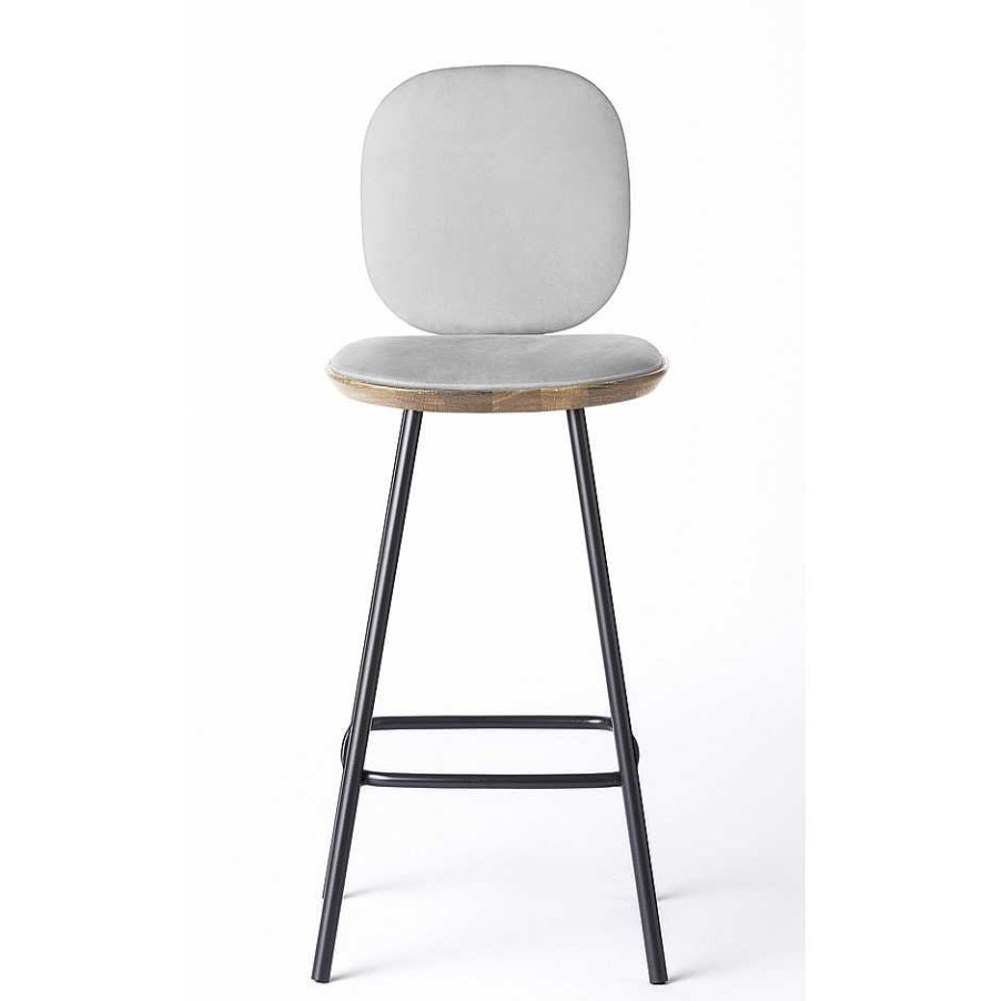 Brdr. Krüger Stools | Pauline Comfort Bar Stool H65 | Metal Legs-Oiled Oak-Grey Leather