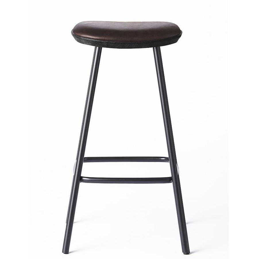 Brdr. Krüger Stools | Pauline Bar Stool H65 |Metal Legs-Black Lacquered Oak-Brown Leather