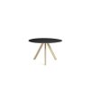 HAY Dining Tables | Cph 20 Round Table - Soaped Solid Oak - Black Linoleum Tabletop