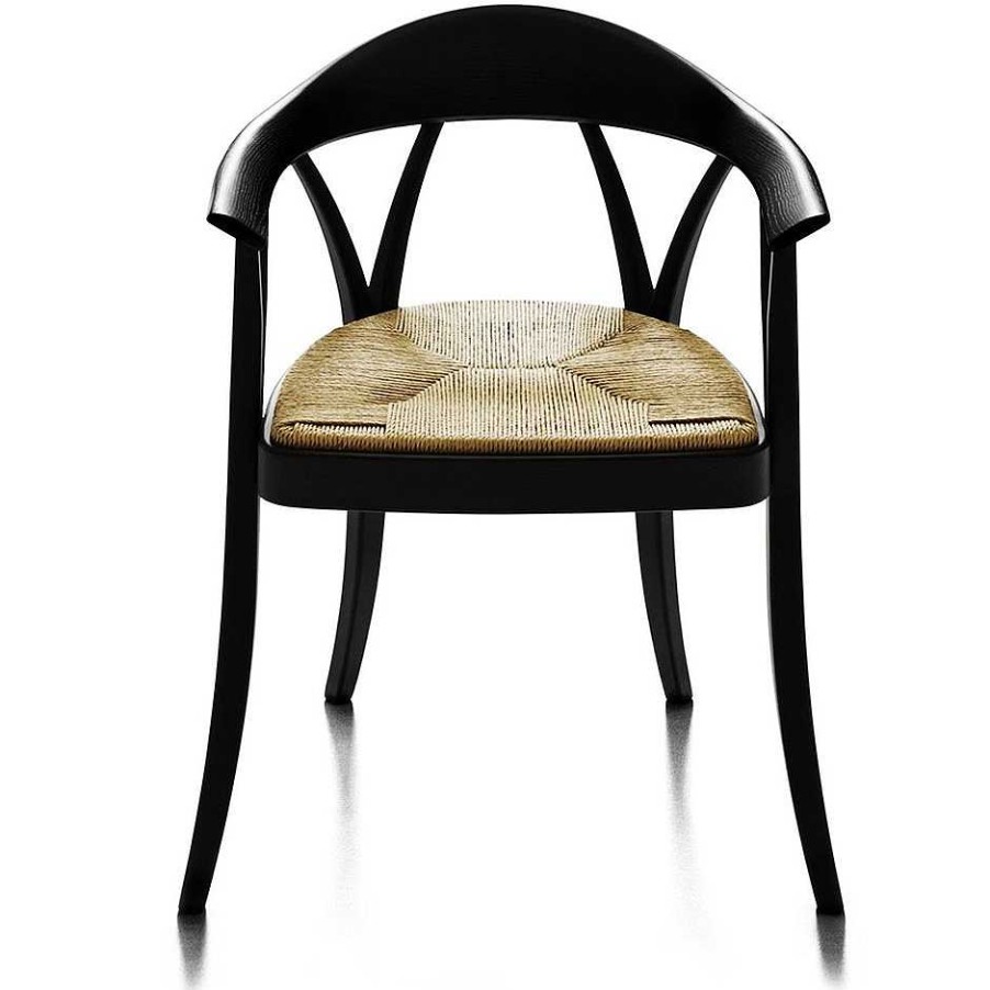 DePadova Chairs | Donzella | Chair - Black Lacquered Structure - Natural Papercord