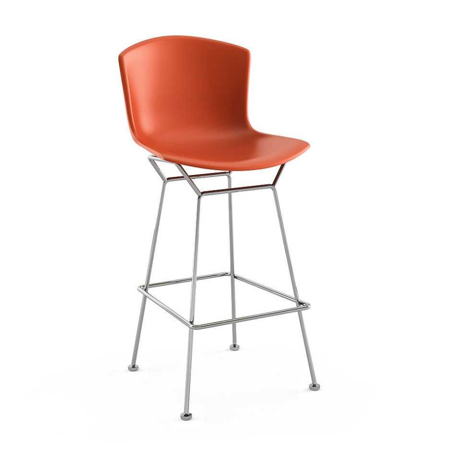 Knoll Stools | Bertoia Plastic Bar Stool | Chrome/Orange Red