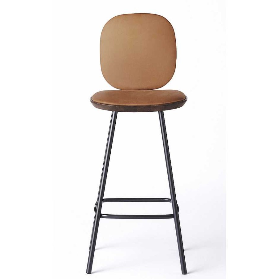 Brdr. Krüger Stools | Pauline Comfort Bar Stool H75 | Metal Legs-Fumed Oak-Cognac Leather