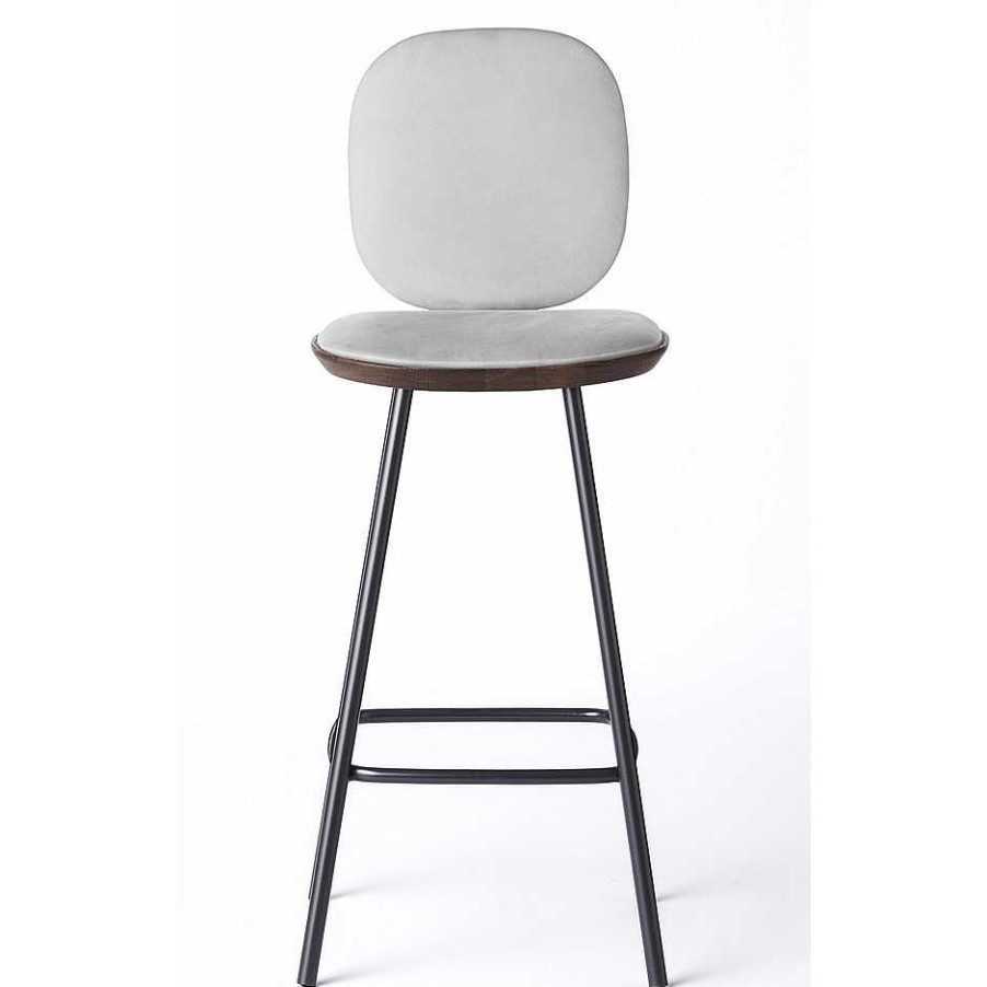 Brdr. Krüger Stools | Pauline Comfort Bar Stool H75 | Metal Legs-Fumed Oak-Grey Leather