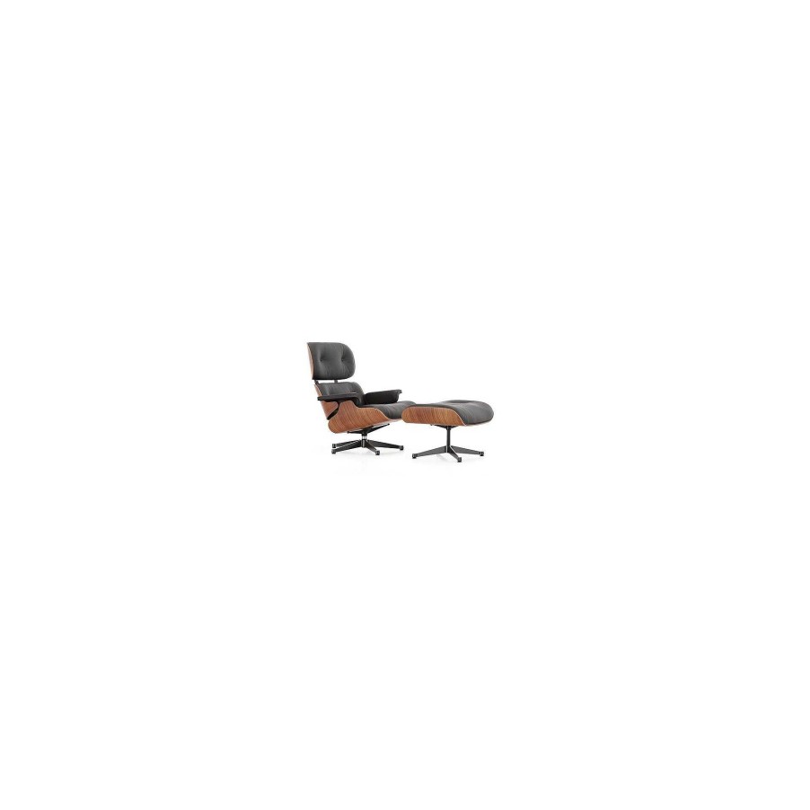 Vitra Single Armchairs | Lounge Chair & Ottoman | American Cherry - Chocolate Leather