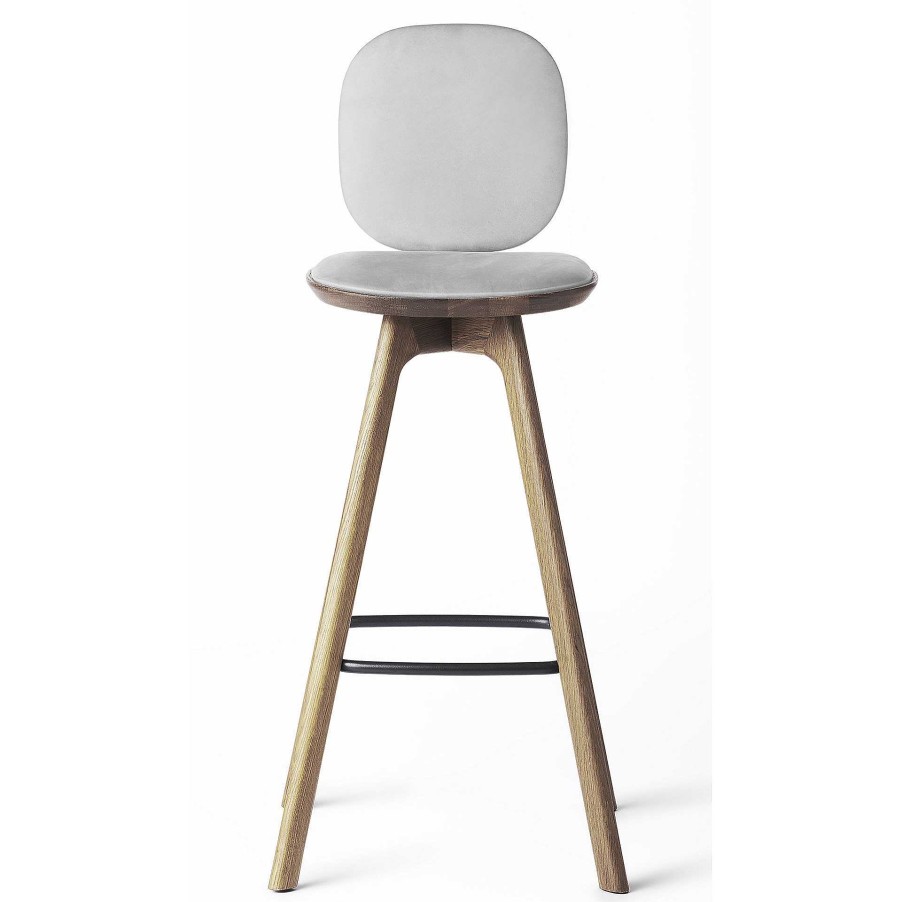 Brdr. Krüger Stools | Pauline Comfort Bar Stool H75 | Waxed Oiled Oak-Grey Leather