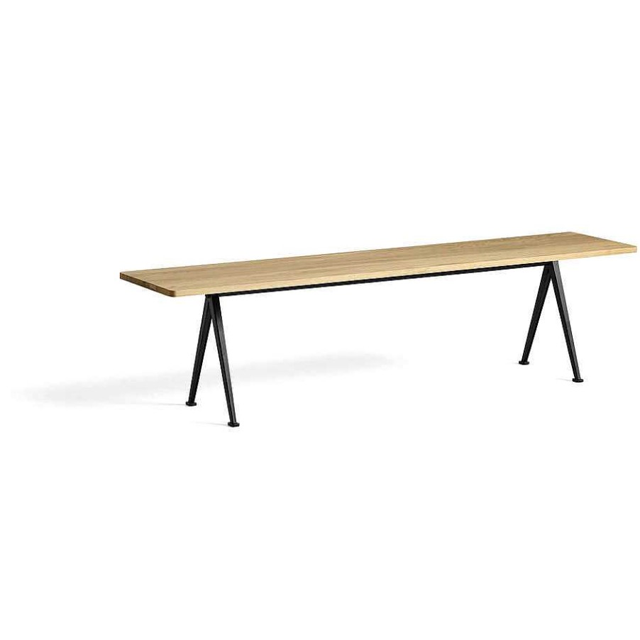 HAY Benches | Pyramid Bench 12 | Bench 190 - Black Structure - Clear Lacquered Solid Oak