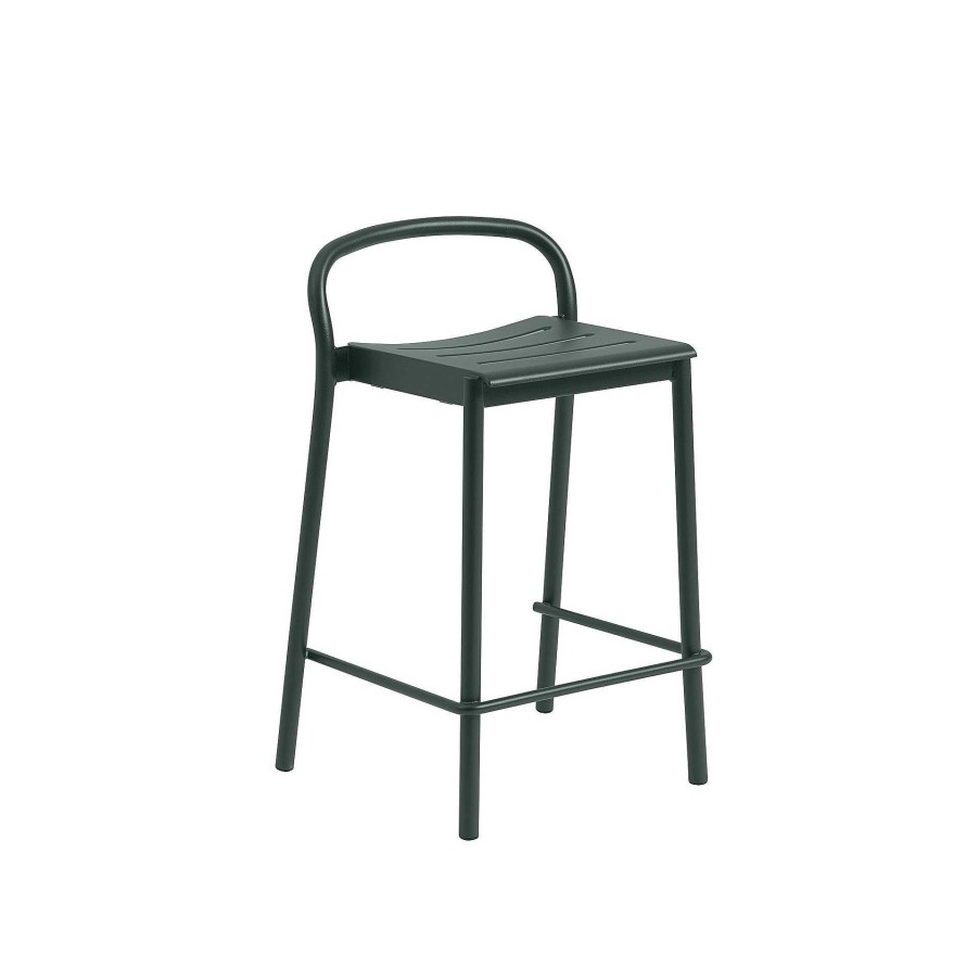 Muuto Outdoor Chairs | Linear Steel Counter Stool | Counter Stool | Dark Green