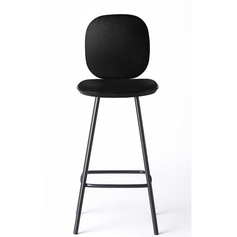 Brdr. Krüger Stools | Pauline Comfort Bar Stool H75 | Metal Legs-Black Lacquered Oak-Black Leather