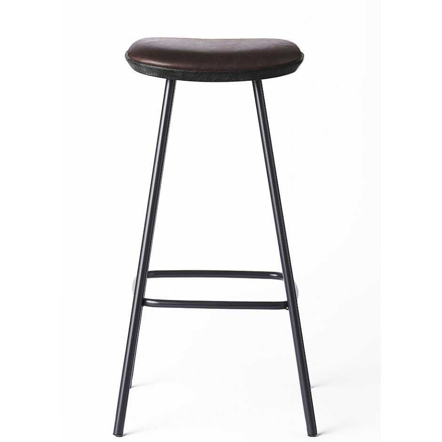 Brdr. Krüger Stools | Pauline Bar Stool H75 | Metal Legs-Black Lacquered Oak-Brown Leather