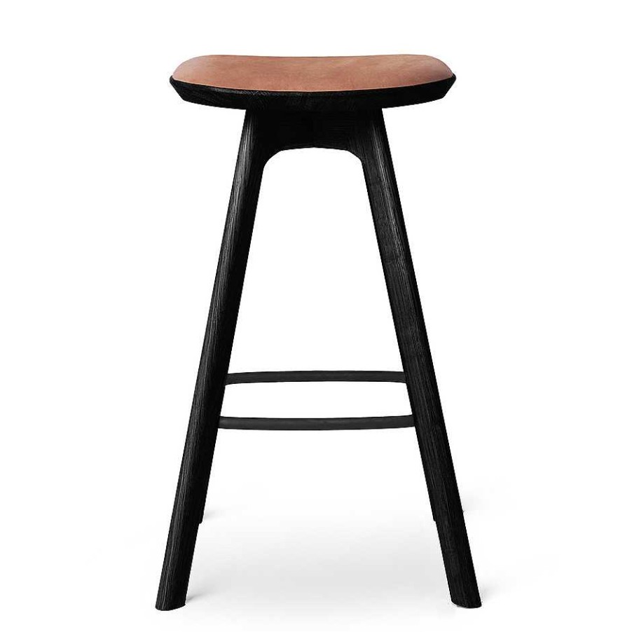 Brdr. Krüger Stools | Pauline Bar Stool H65 | Black Lacquered Oak-Cognac Leather