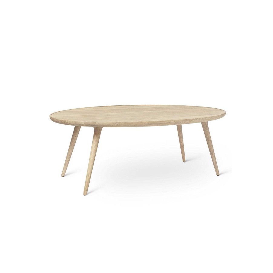 Mater Dining Tables | Accent Oval Lounge Table | White Matte Lacquer Oak Wood